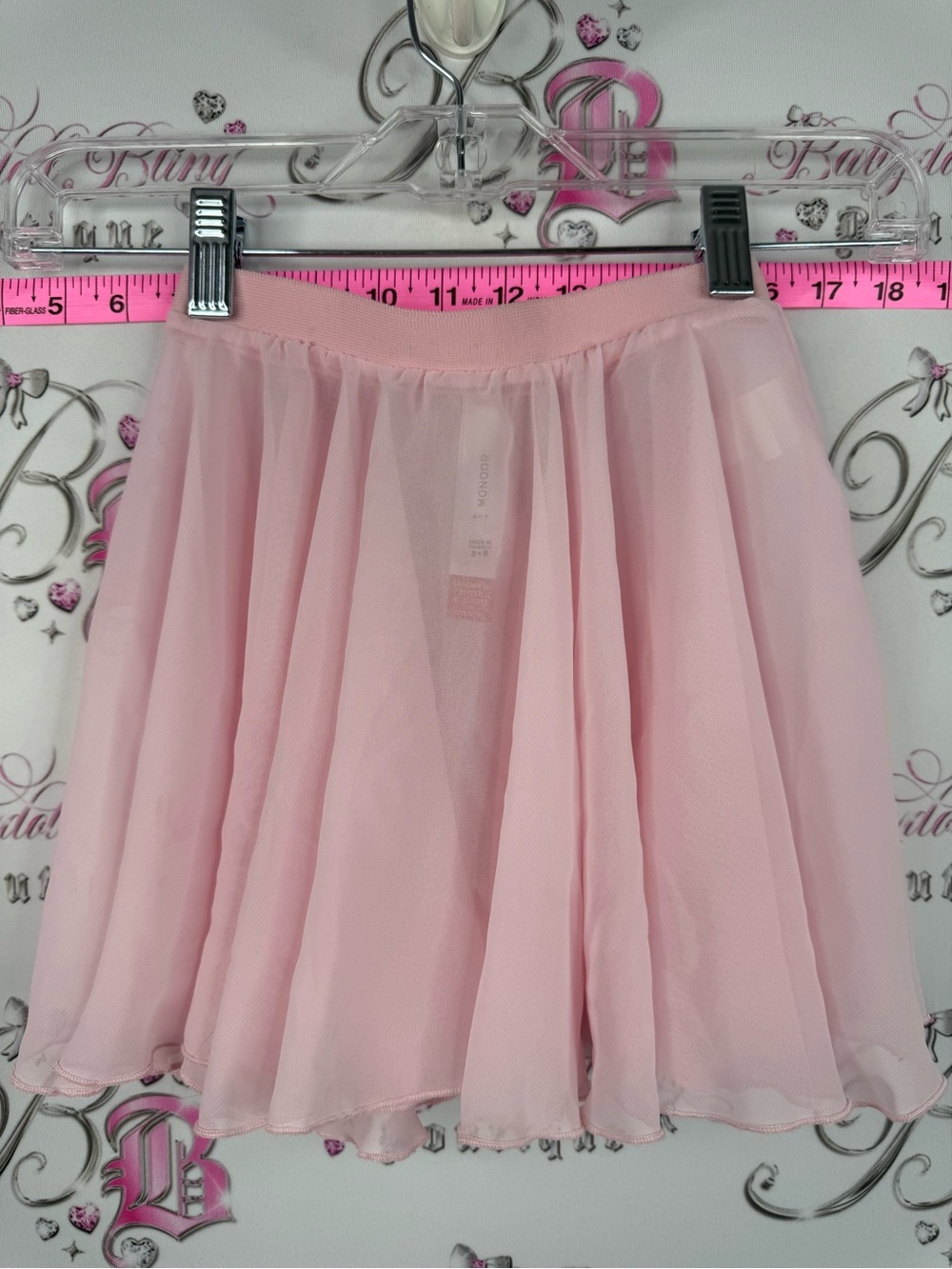 Mondor skirt dance sheet Girls' Pale Pink Chiffon Skirt with Elastic Waist